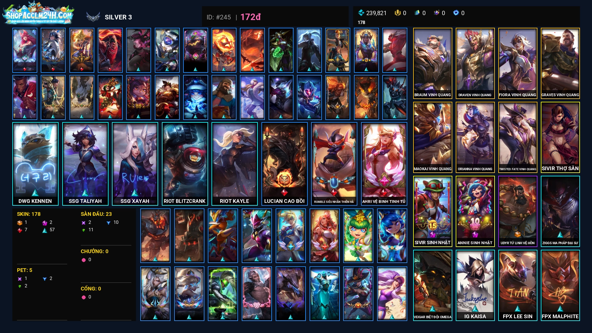 Mua acc ACC LIÊN MINH HUYỀN THOẠI mã số #245 giá rẻ
