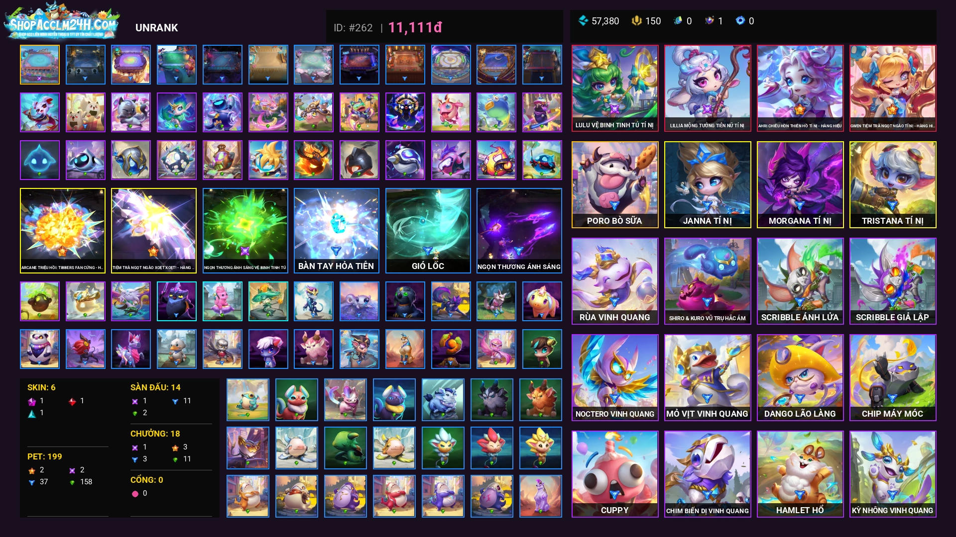 Mua acc ACC ĐẤU TRƯỜNG CHÂN LÝ TỰ CHỌN mã số #262 giá rẻ